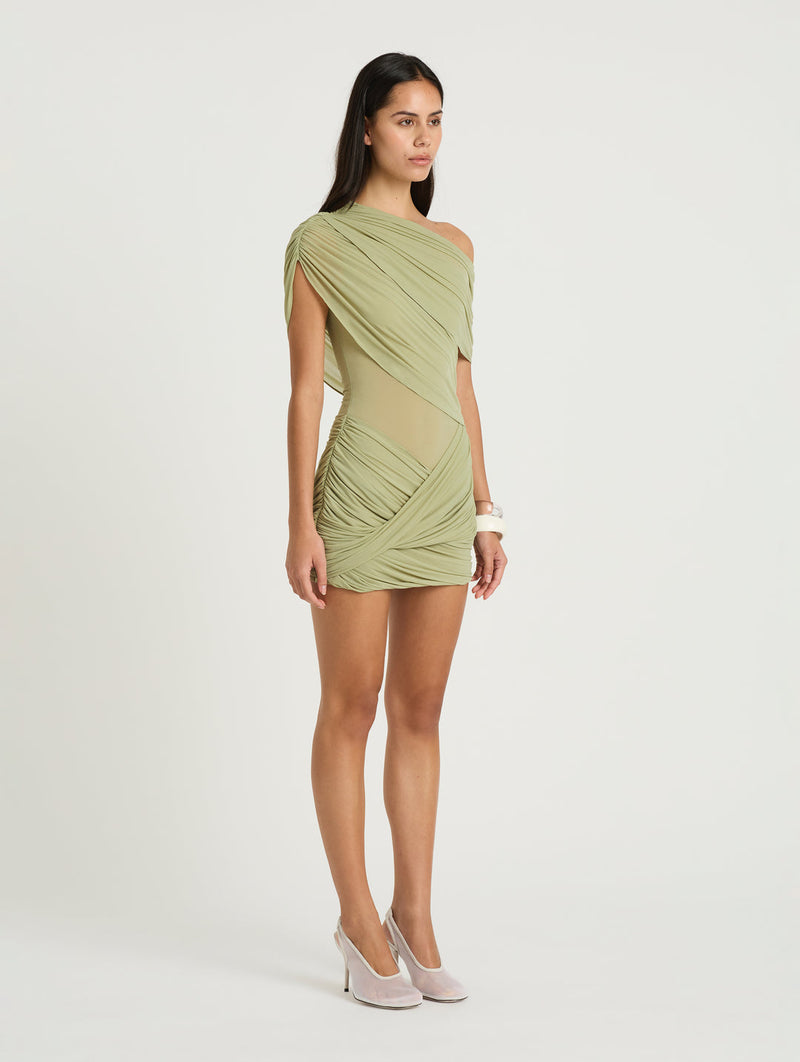 Hire BENNI Otto Mini Dress in Pistachio