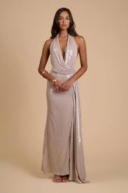 Hire CALIA COLLECTION Leila Sequin Maxi Dress in Silver