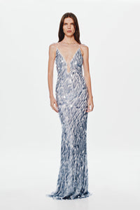 Hire MISHA Sapphire Sequin Maxi Dress in Dove Grey