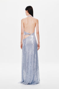 Hire MISHA Devon Sequin Maxi Dress in Cloud Blue