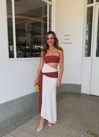 Hire BEC+BRIDGE Ayla Strapless Dress in Rust Butter Cream