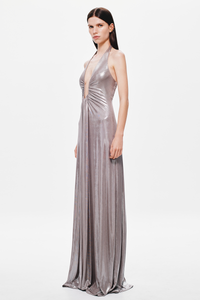 Hire MISHA Jennifer Cupro Maxi Dress in Foil Jersey Cinder