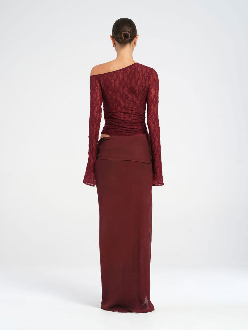 Hire BENNI Nova Maxi Dress in Maroon Red