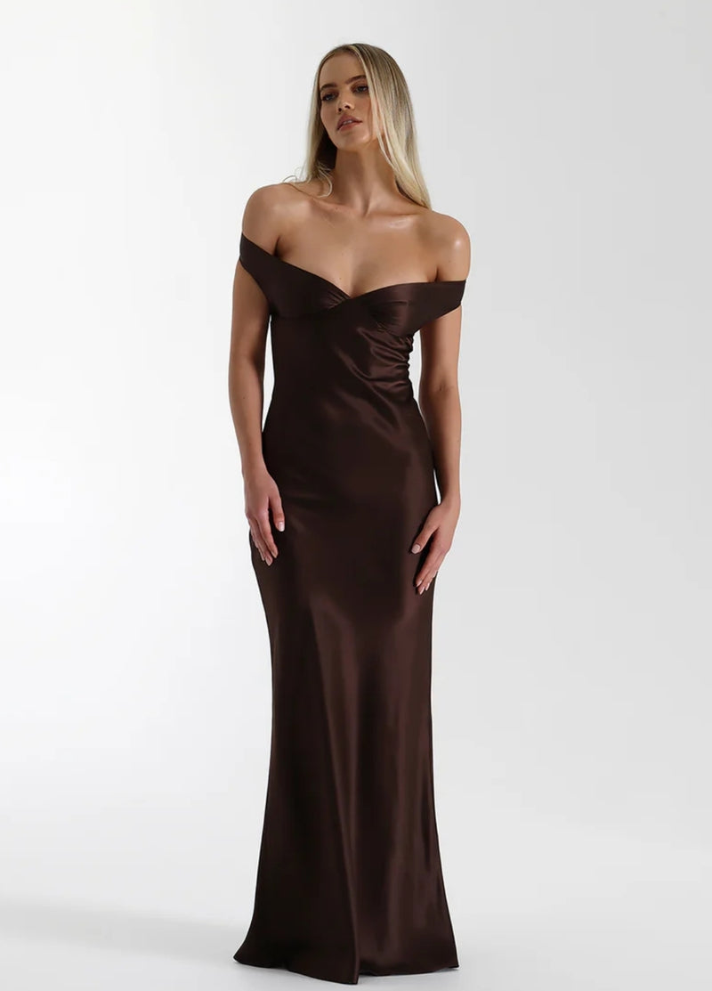 Hire NATALIE ROLT Bridget Gown in Espresso Brown
