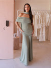 Hire BY NICOLA Fiesta Off Shoulder Dress in Pistachio Green