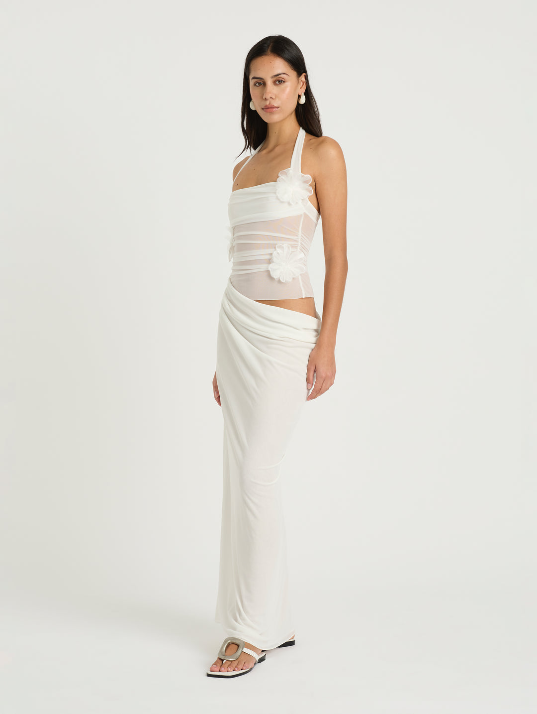 Hire BENNI Gina Florence Maxi Dress in Marshmallow White