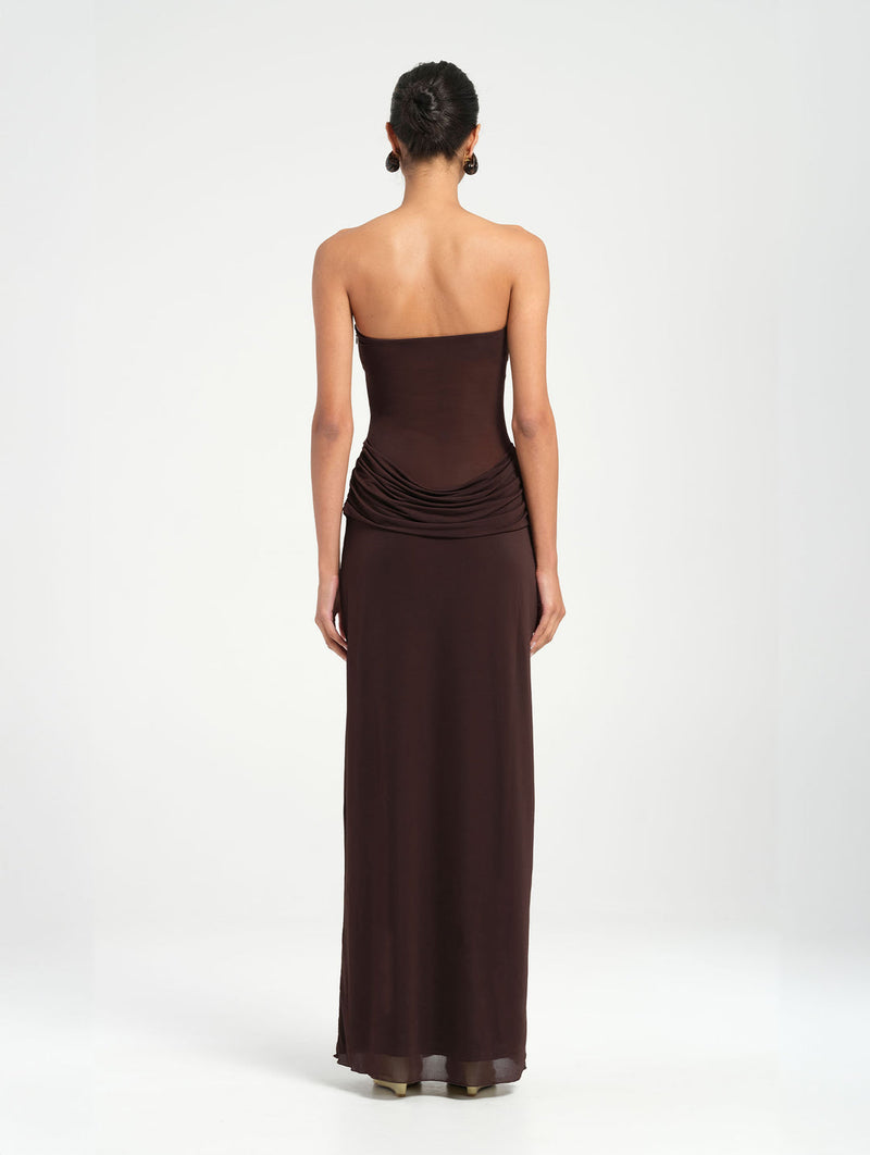Hire BENNI Petra Maxi Dress in Chocolate Brown