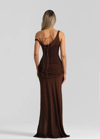 Hire NATALIE ROLT Cadence Gown in Espresso Brown