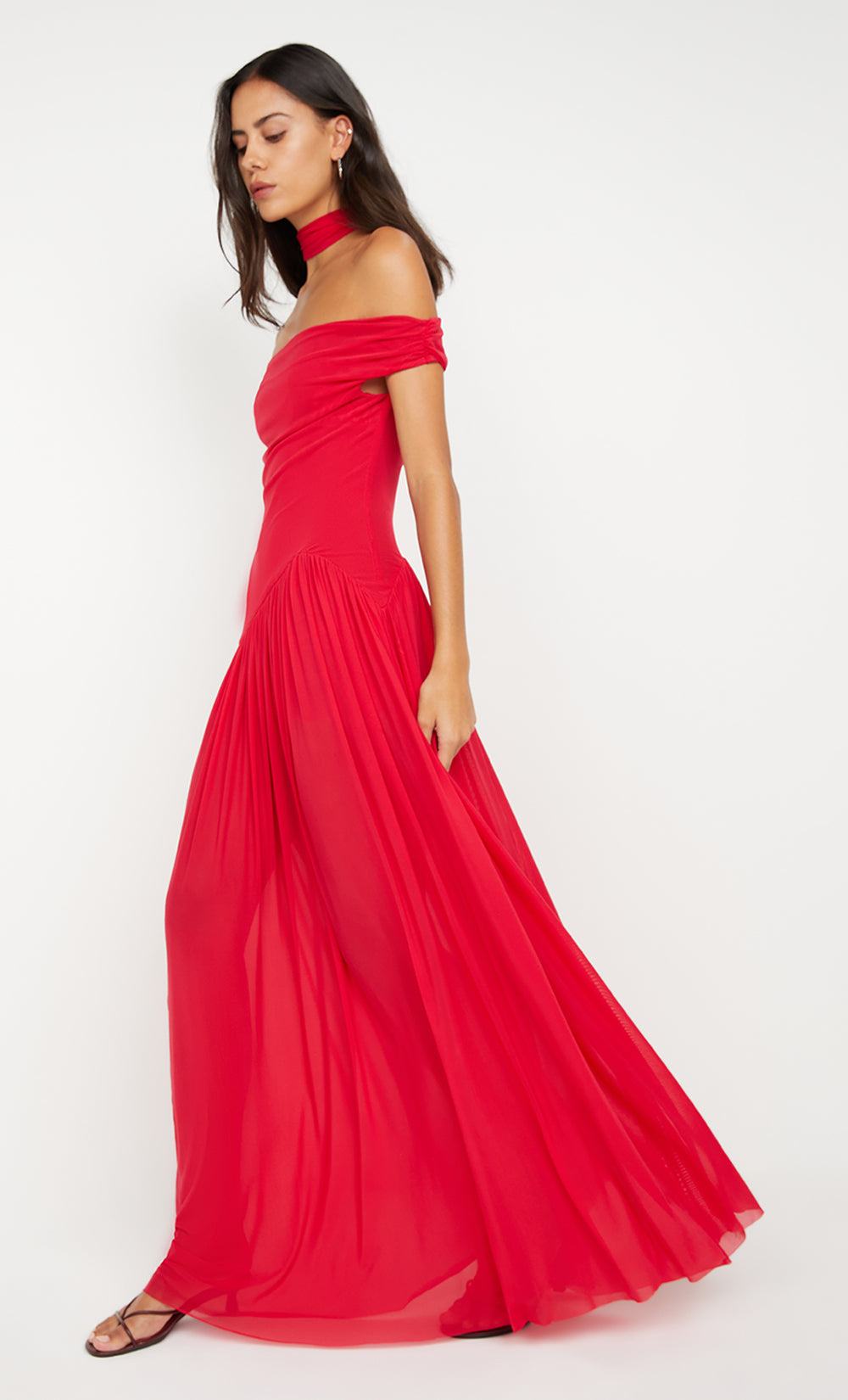 Hire BEC+BRIDGE Deija Offshoulder Maxi Dress in Strawberry Red