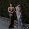 Hire MISHA Sapphire Sequin Maxi Dress in Fig Brown