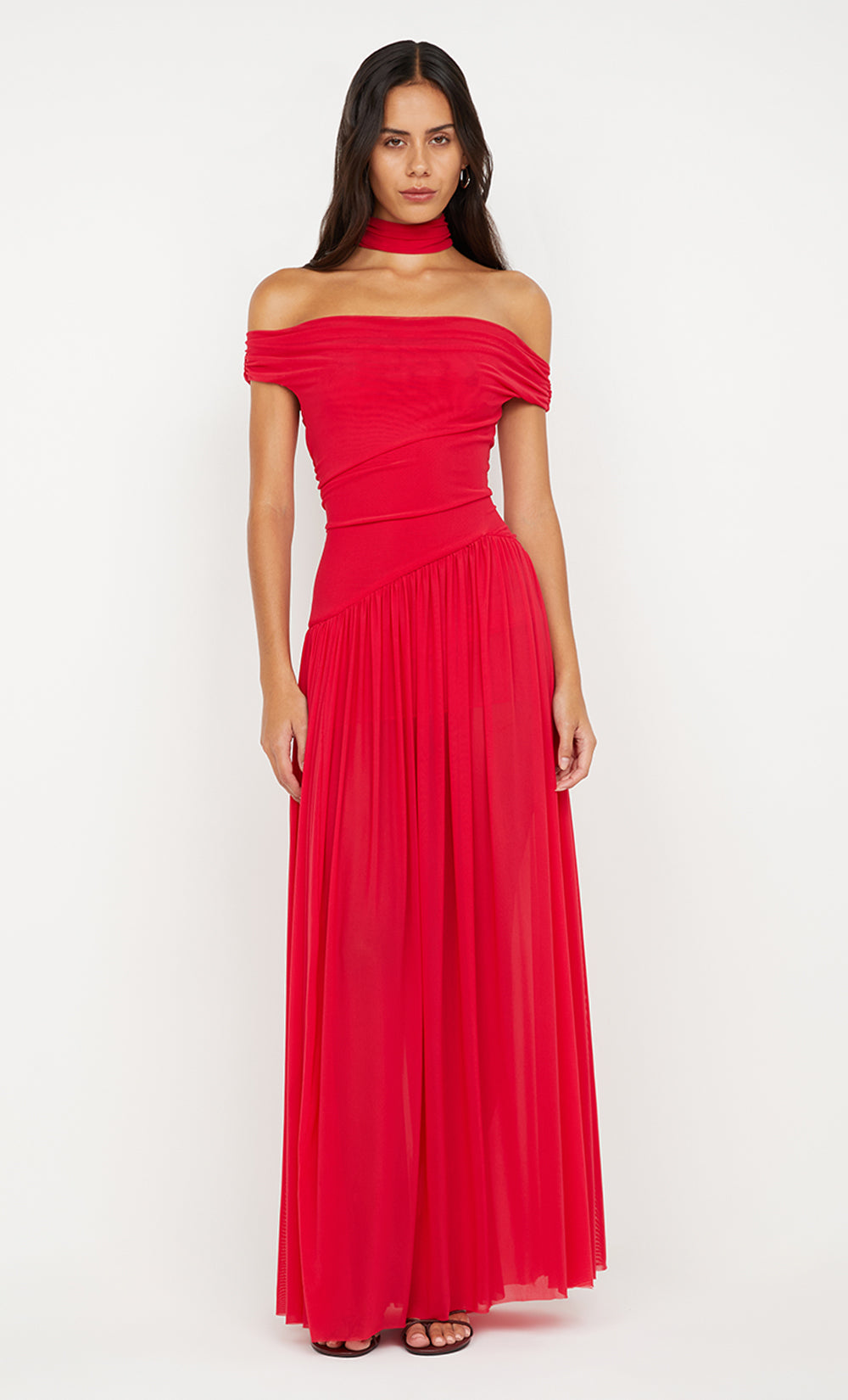 Hire BEC+BRIDGE Deija Offshoulder Maxi Dress in Strawberry Red