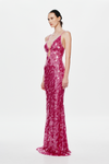 Hire MISHA Sapphire Sequin Maxi Dress in Fuchsia Pink