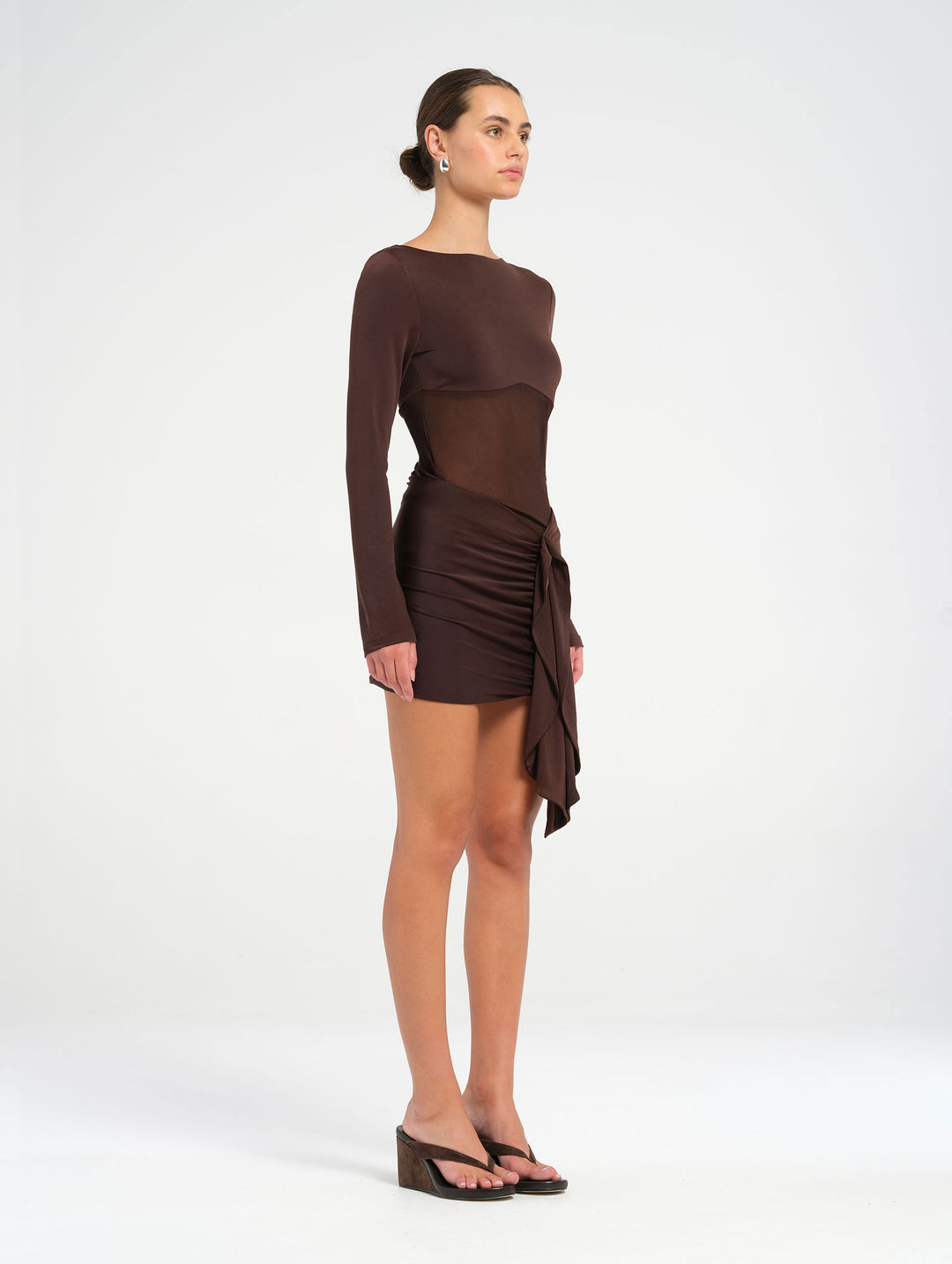 Hire BENNI Juni Mini Dress in Chocolate Brown