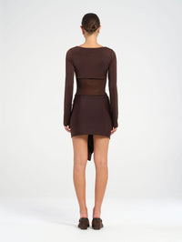 Hire BENNI Juni Mini Dress in Chocolate Brown