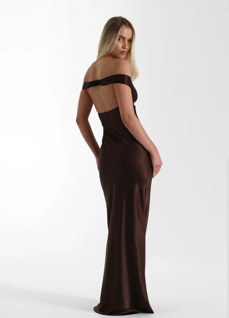 Hire NATALIE ROLT Bridget Gown in Espresso Brown