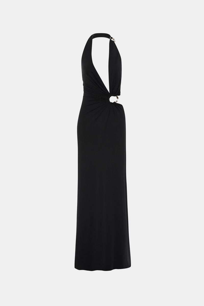 Hire MISHA Devon Cupro Maxi Dress in Black