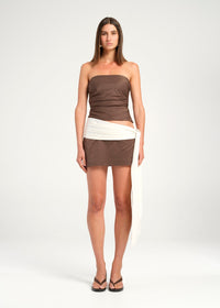 Hire BENNI Rina Mini Dress in Chocolate Brown