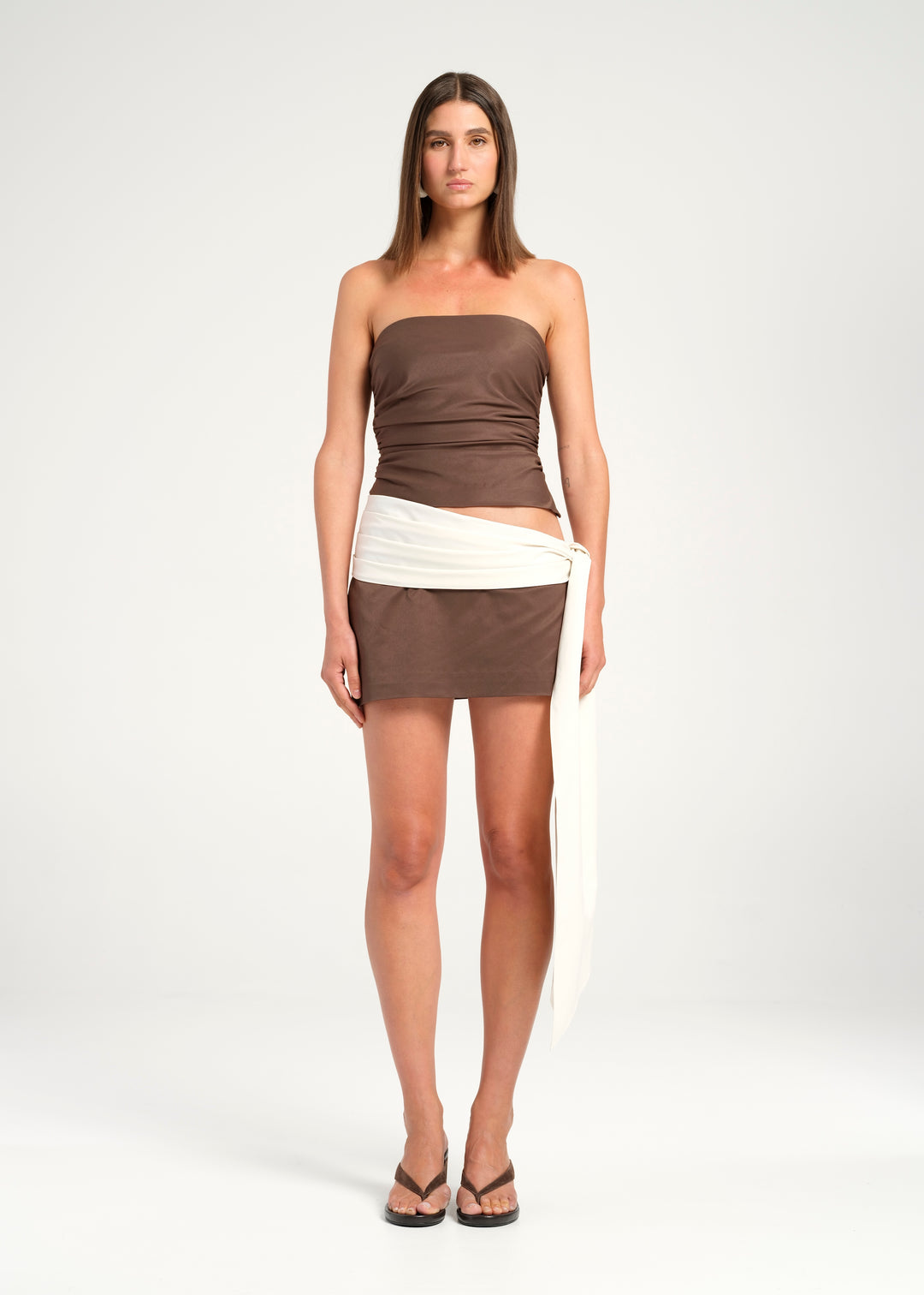 Hire BENNI Rina Mini Dress in Chocolate Brown