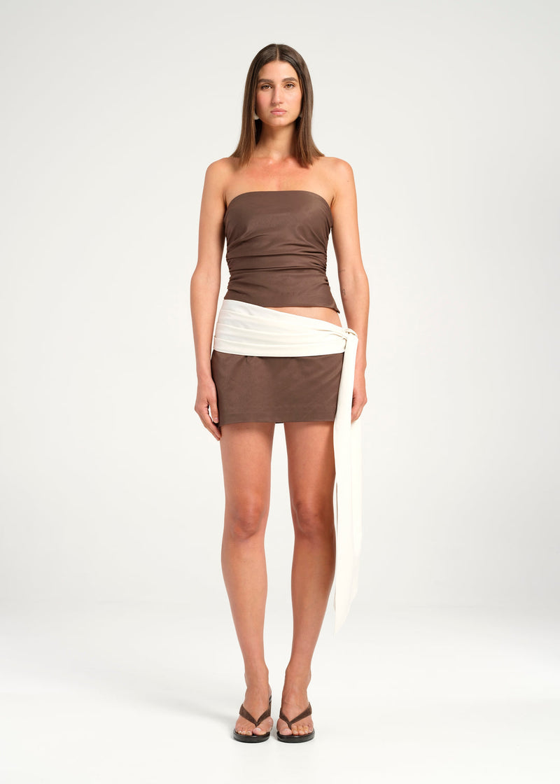Hire BENNI Rina Mini Dress in Chocolate Brown