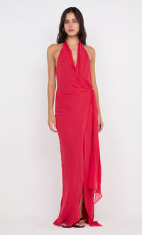 Hire BEC+BRIDGE Soneva Wrap Maxi Dress in Strawberry Red