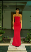 Hire HNTR Louie Gown in Wine Red 2 Piece Set Corset and Maxi Skirt