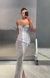 Hire ELIYA THE LABEL Gia Gown in Silver Sequin