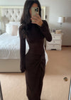 Hire BENNI Dora Maxi Dress in Chocolate Brown