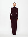 Hire EFFIE KATS Kayson Tia Set Bodysuit and Maxi Skirt in Black Cherry