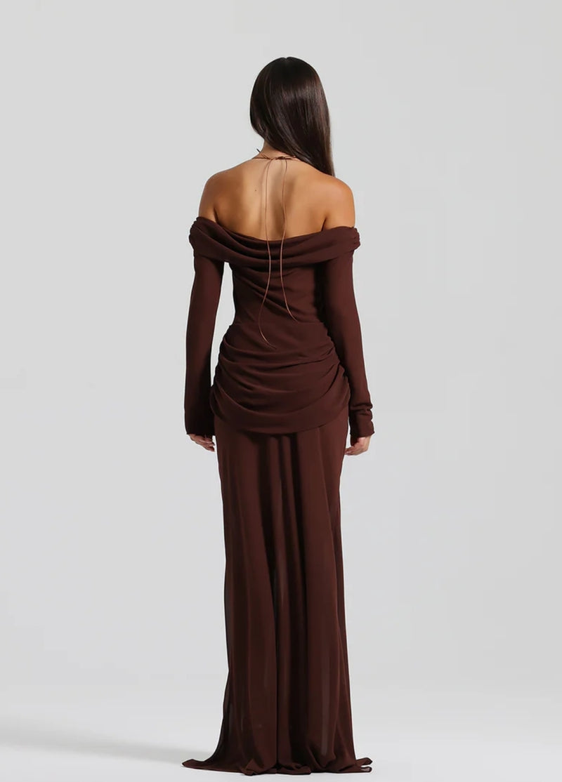 Hire NATALIE ROLT Emily Gown in Espresso Brown