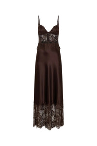 Hire SNEAKY LINK Jaz Hand Lace Maxi Dress in Chocolate Brown