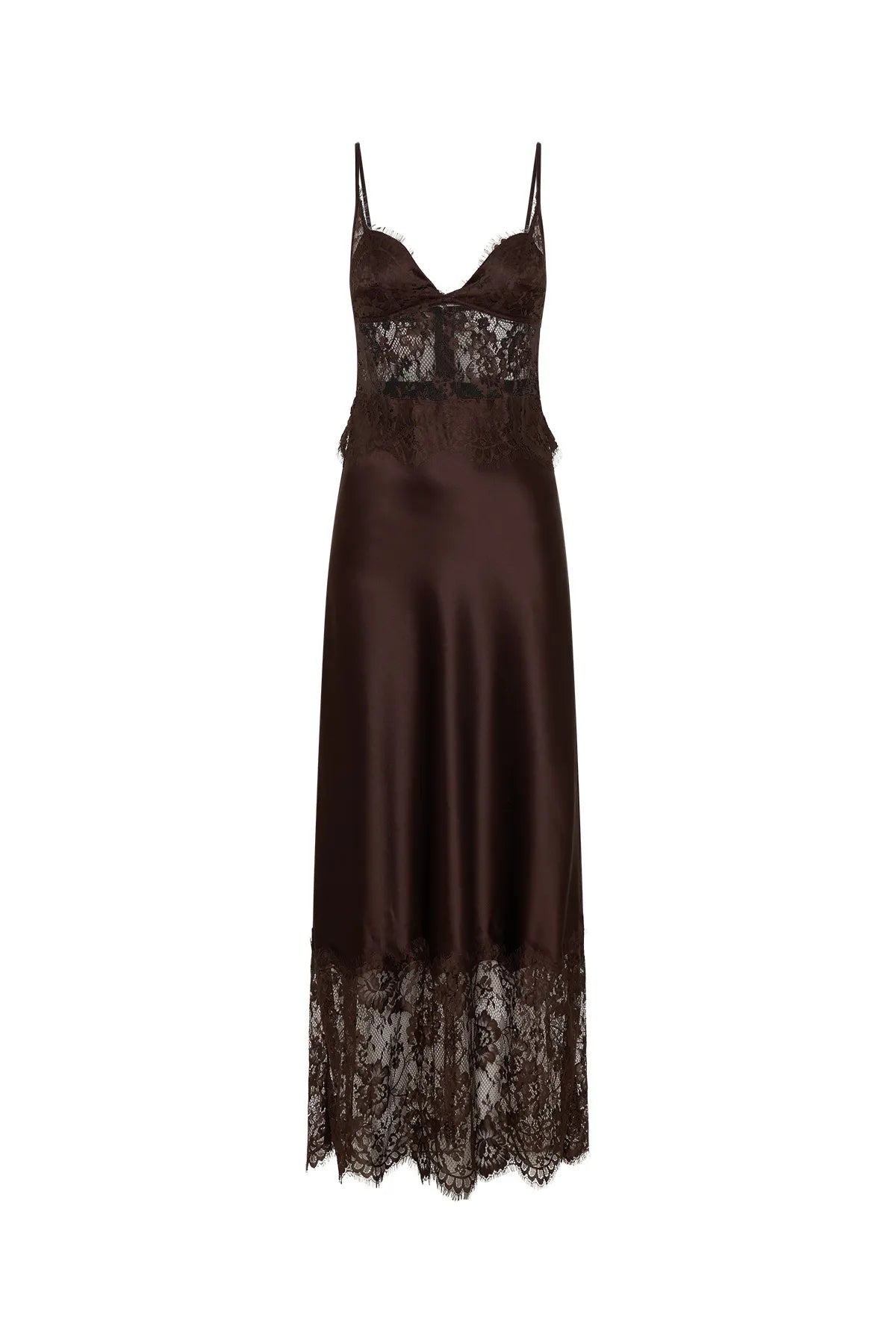 Hire SNEAKY LINK Jaz Hand Lace Maxi Dress in Chocolate Brown