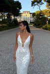 Hire MISHA Sapphire Sequin Maxi Dress in Ivory White