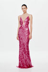 Hire MISHA Sapphire Sequin Maxi Dress in Fuchsia Pink