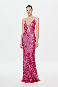 Hire MISHA Sapphire Sequin Maxi Dress in Fuchsia Pink