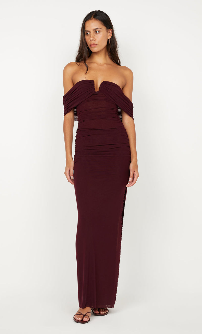 Hire BEC+BRIDGE Poppy Gathered Maxi Dress in Plum