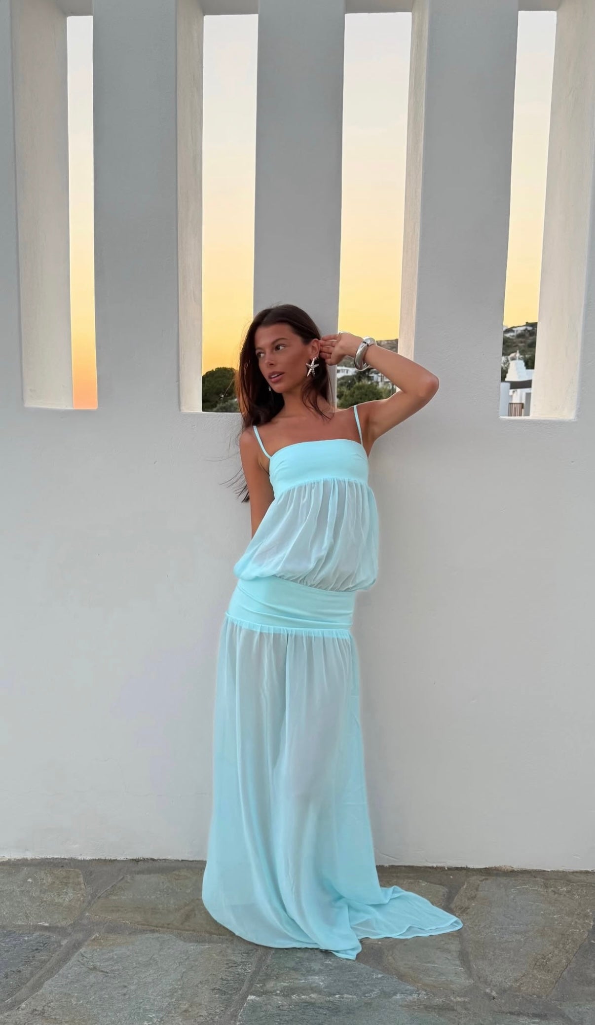 Hire ANCE GRIA Romeo Gown Dress in Aqua Blue