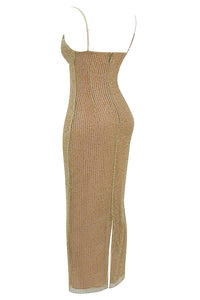 Hire HOUSE OF CB Alondra Cafe Au Lait Beaded Maxi Dress in Limited Edition