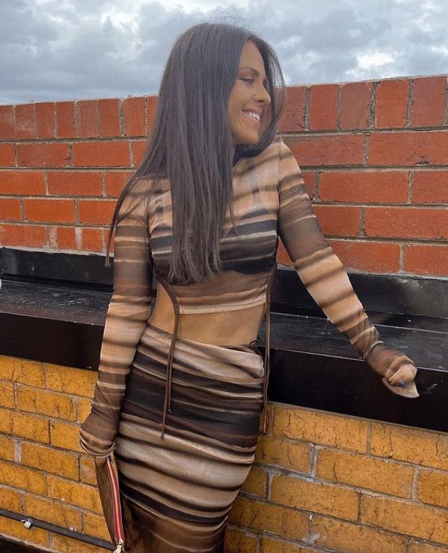 Hire Bec + Bridge Watercolour Set L/S Long Sleeve Crop top and Maxi Skirt In Print Stripes Brown