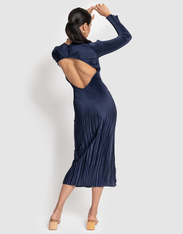 Navy hotsell backless dress