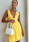 Hire BY NICOLA Starboard Cross Waist Mini Dress in Lemon Yellow