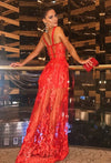 Hire NICOLA FINETTI Marisol Red Lace Gown Dress